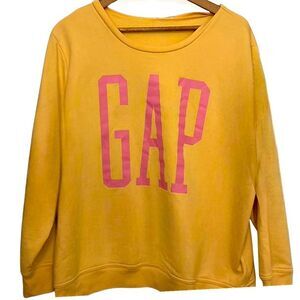 Yellow GAP Crewneck Sweatshirt with Pink Logo